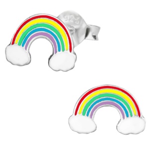 Hypoallergenic Sterling Silver Rainbow Stud Earrings for Kids (Nickel Free)