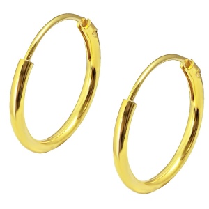 18k Yellow Gold Plated Sterling Silver 1/2" Hoop Earrings for Kids