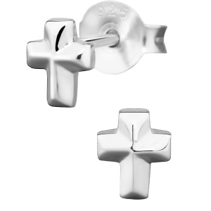 Hypoallergenic Sterling Silver Cross Stud Earrings for Kids (Nickel Free)
