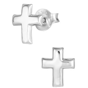 Hypoallergenic Sterling Silver Little Cross Stud Earrings for Kids (Nickel Free)