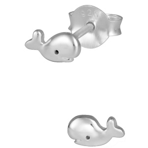 Hypoallergenic Sterling Silver Little Whale Stud Earrings for Kids (Nickel Free)