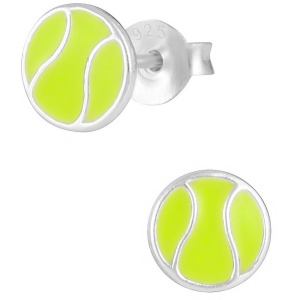 Hypoallergenic Sterling Silver Tennis Ball Sports Stud Earrings for Kids (Nickel Free)