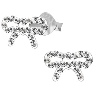 Hypoallergenic Sterling Silver CZ Crystal Bow Stud Earrings for Kids (Nickel Free)
