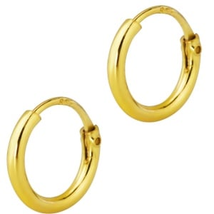 14k Gold Plated Sterling Silver Tiny 8mm Hoop Earrings for Babies and Girls Ages 5 & Under