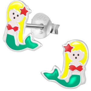 Hypoallergenic Sterling Silver Mermaid Stud Earrings for Kids (Nickel Free)