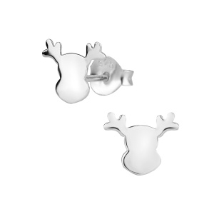 Hypoallergenic Sterling Silver Christmas Moose Stud Earrings for Kids (Nickel Free)