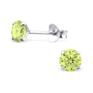 Hypoallergenic Sterling Silver CZ Crystal Birthstone Earrings for Little Girls (Nickel Free)