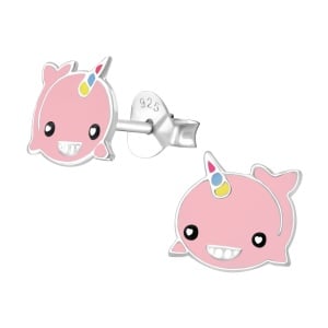 Hypoallergenic Sterling Silver Narwhal "Unicorn of The Sea" Earrings for Kids (Nickel Free)
