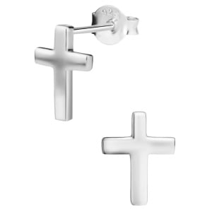 Hypoallergenic Sterling Silver Cross Stud Earrings for Kids (Nickel Free)