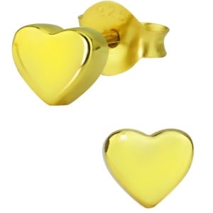 Hypoallergenic 14k Gold Plated Sterling Silver Little Heart Stud Earrings for Kids (Nickel Free)