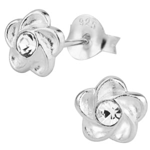 Hypoallergenic Sterling Silver Jeweled Flower Stud Earrings for Kids (Nickel Free)
