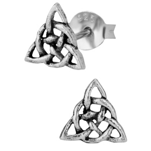 Hypoallergenic Sterling Silver Triquetra Celtic Knot Trinity Stud Earrings for Kids (Nickel Free)