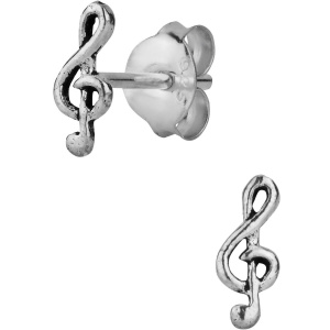 Hypoallergenic Sterling Silver Cute Music Note Stud Earrings for Kids (Nickel Free)