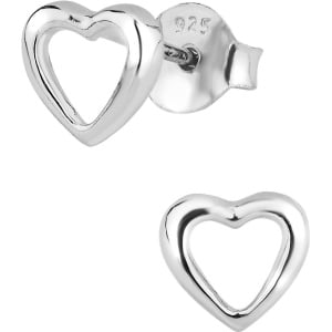 Hypoallergenic Sterling Silver Hollow Heart Stud Earrings for Kids (Nickel Free)